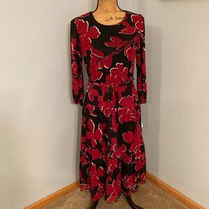 NWT Studio One Black Red Floral Dress Women Size M